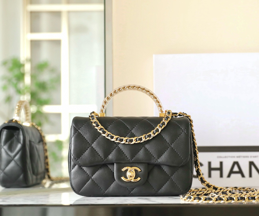 샤넬 Chanel 24S Mini Flap Bag with Top Handle C-831 Black 19cm