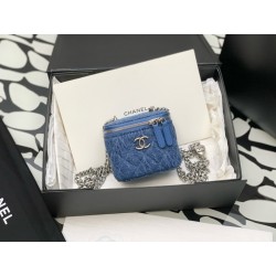샤넬 Chanel Classic Small Vanity with Chain 99241 Blue 8.5cm