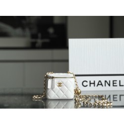 샤넬 Chanel Classic Small Vanity with Chain C-59 White 8.5cm