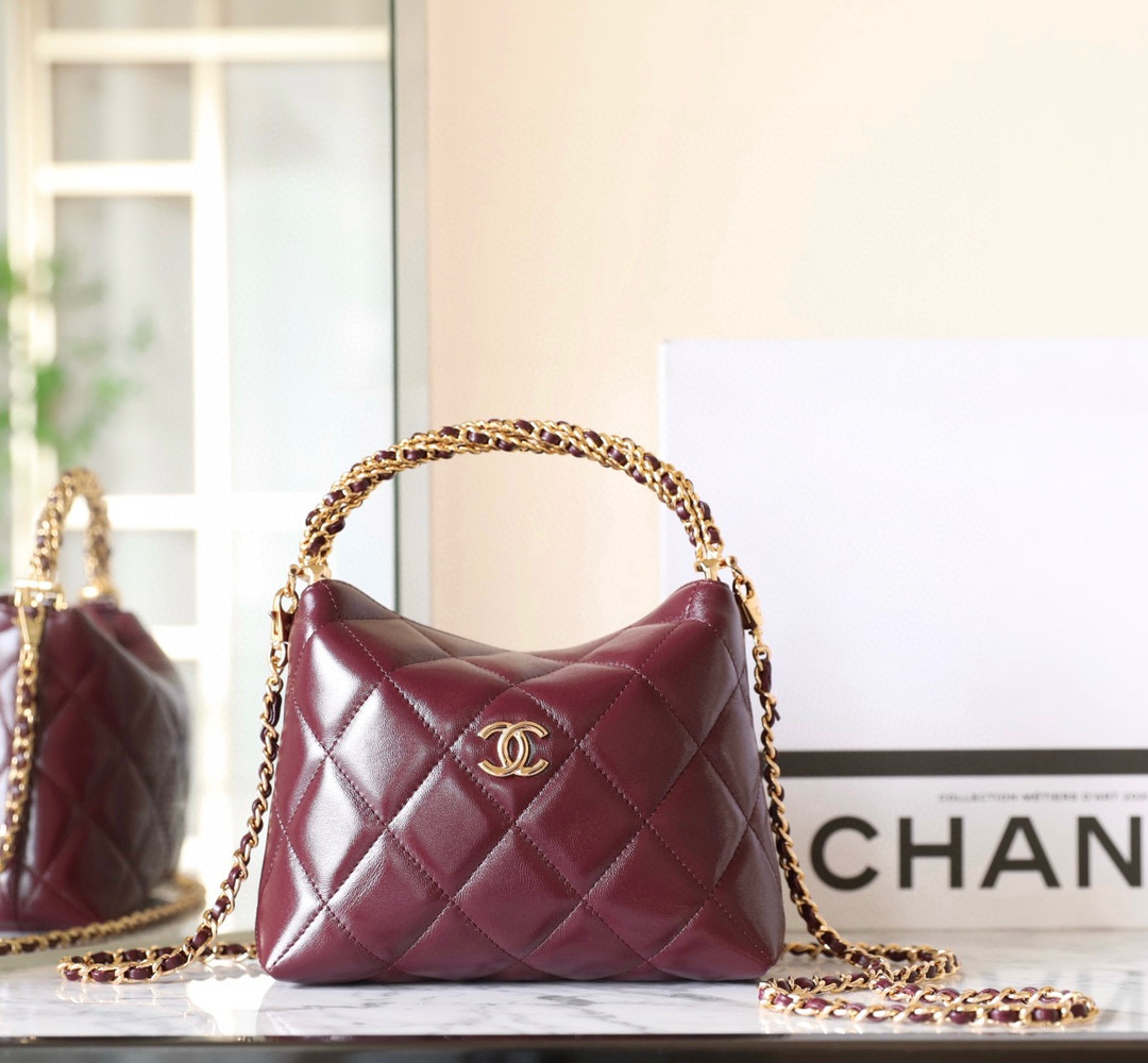 샤넬 Chanel 24B AP4189 Clutch with Chain C-531 Wine red 18.5cm