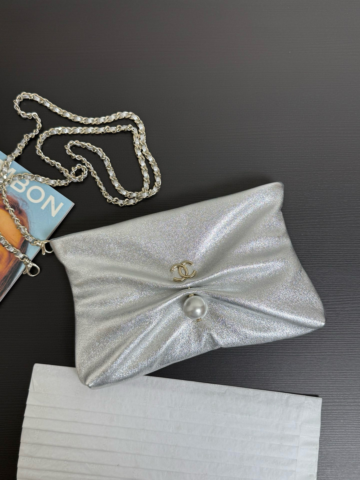 샤넬 Chanel 25s AP4614 Large Clutch silver