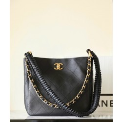 샤넬 Chanel Hobo Handbag C-851 Black 25cm