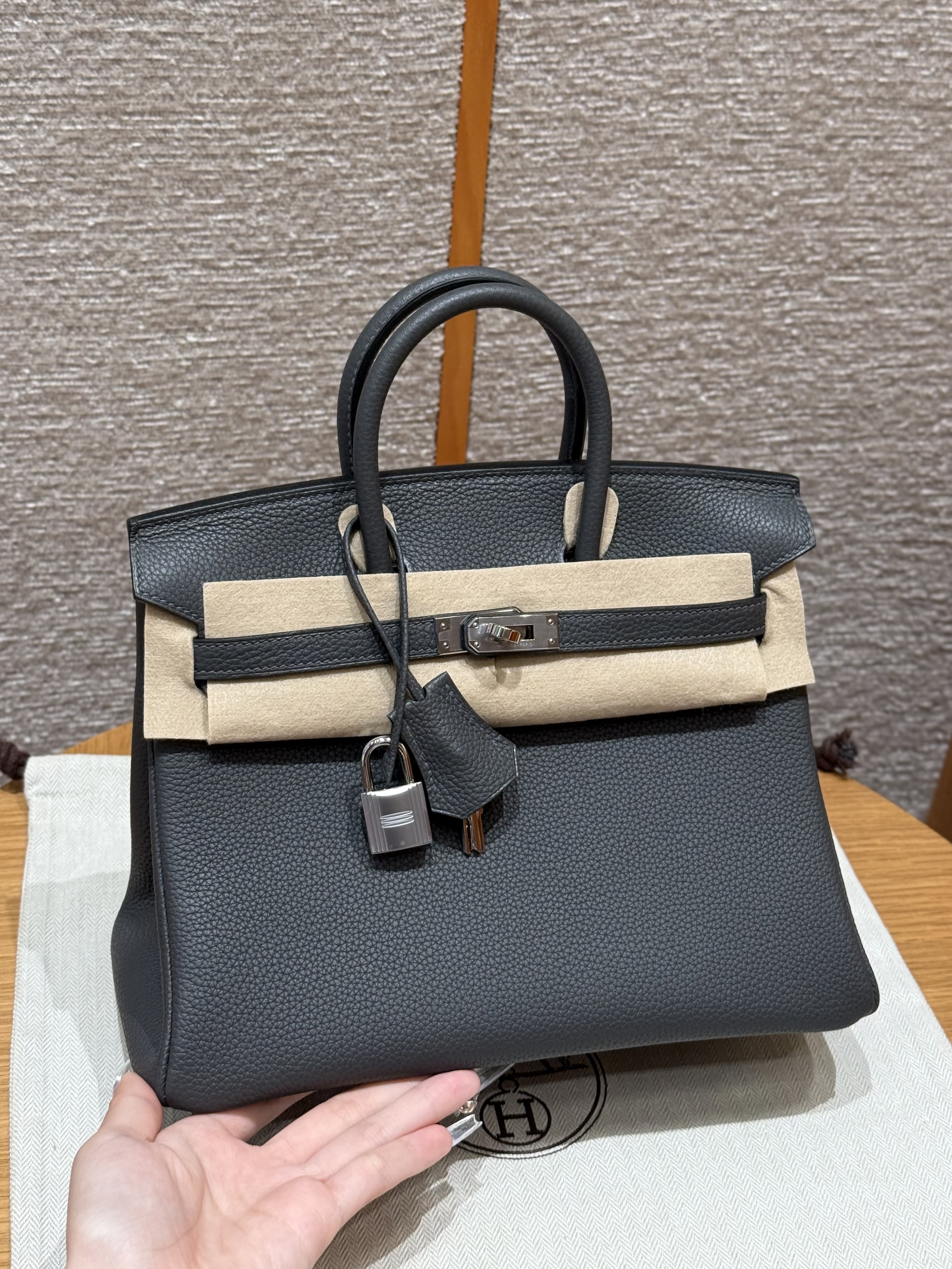 에르메스 Hermes Birkin 25cm Togo 88  Graphite/silver