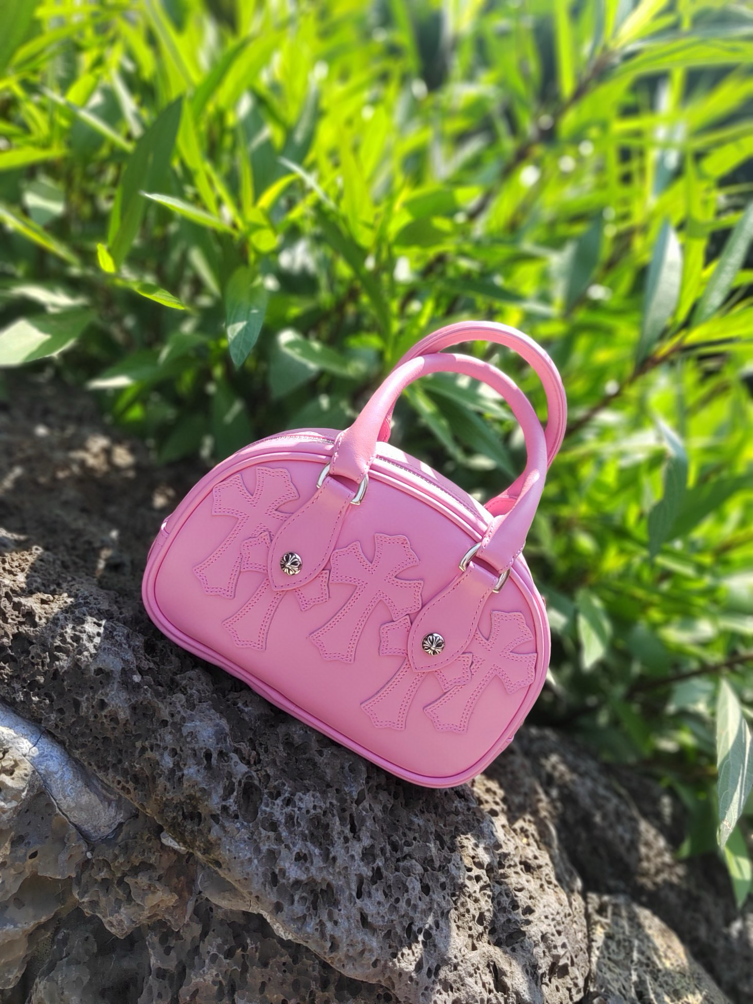 크롬하츠 Chrome Hearts CHB054 탑 핸들백 Pink 22cm