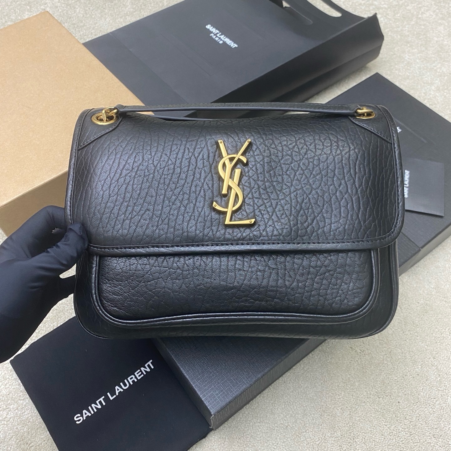 생로랑 Saint laurent/YSL 633178 Oversized Niki In Grained Lambskin Black 28CM