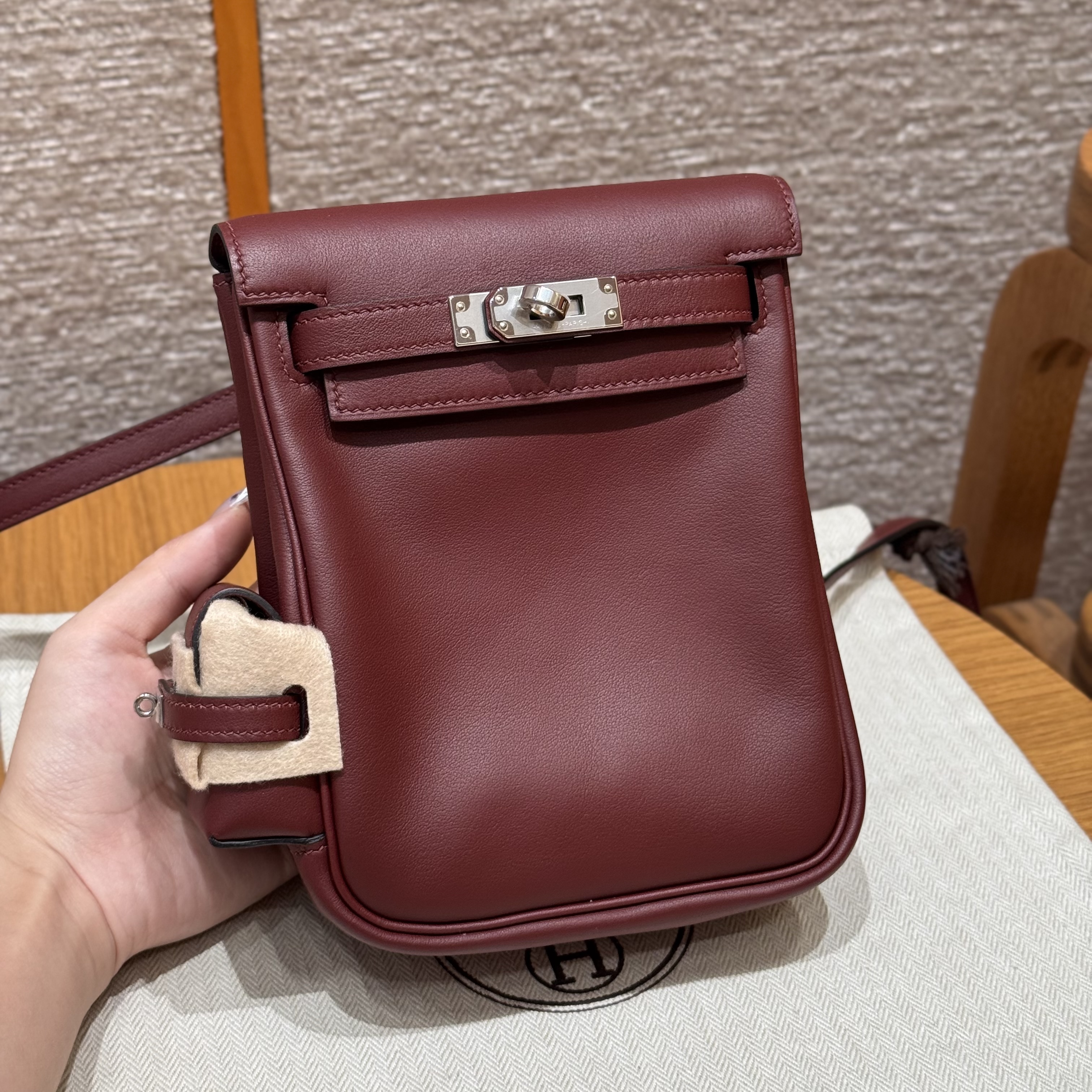 에르메스 Hermes Kelly Jump Swift 55 Rouge H/silver