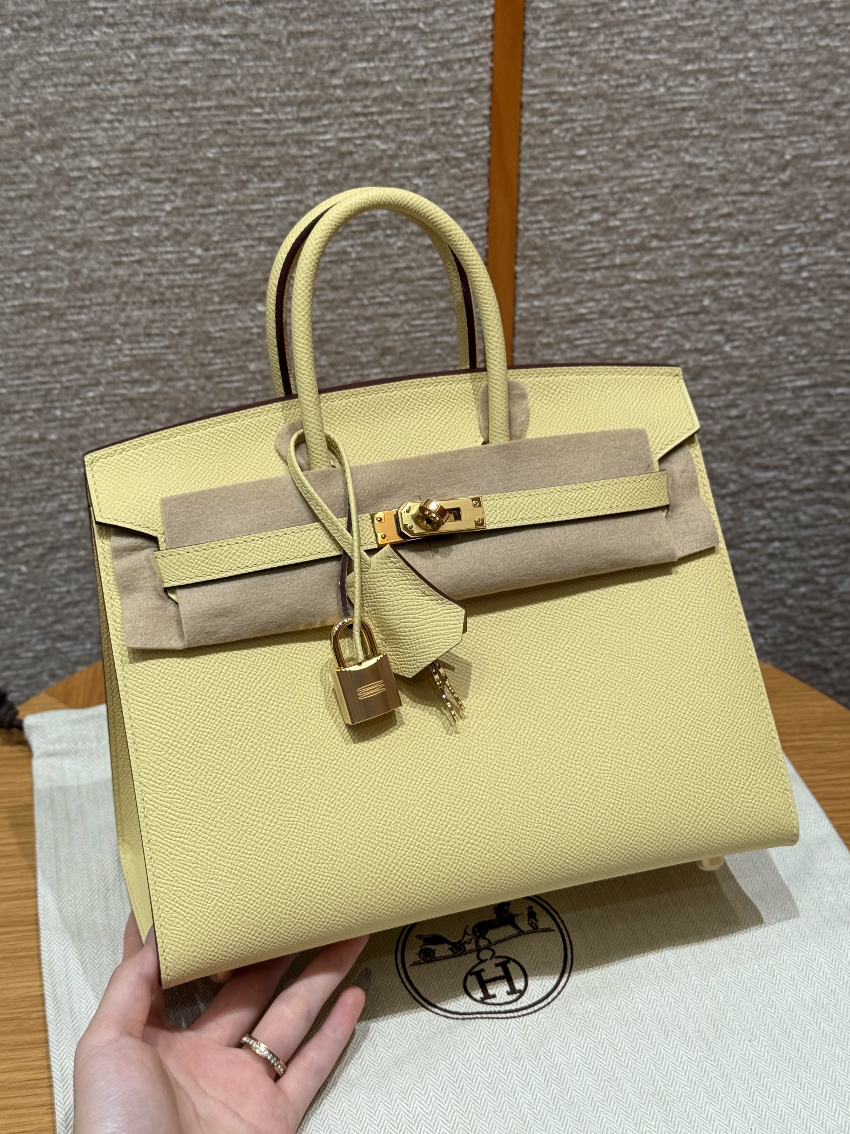 에르메스 Hermes Birkin 25cm Epsom 1Z Jaune Poussin/gold