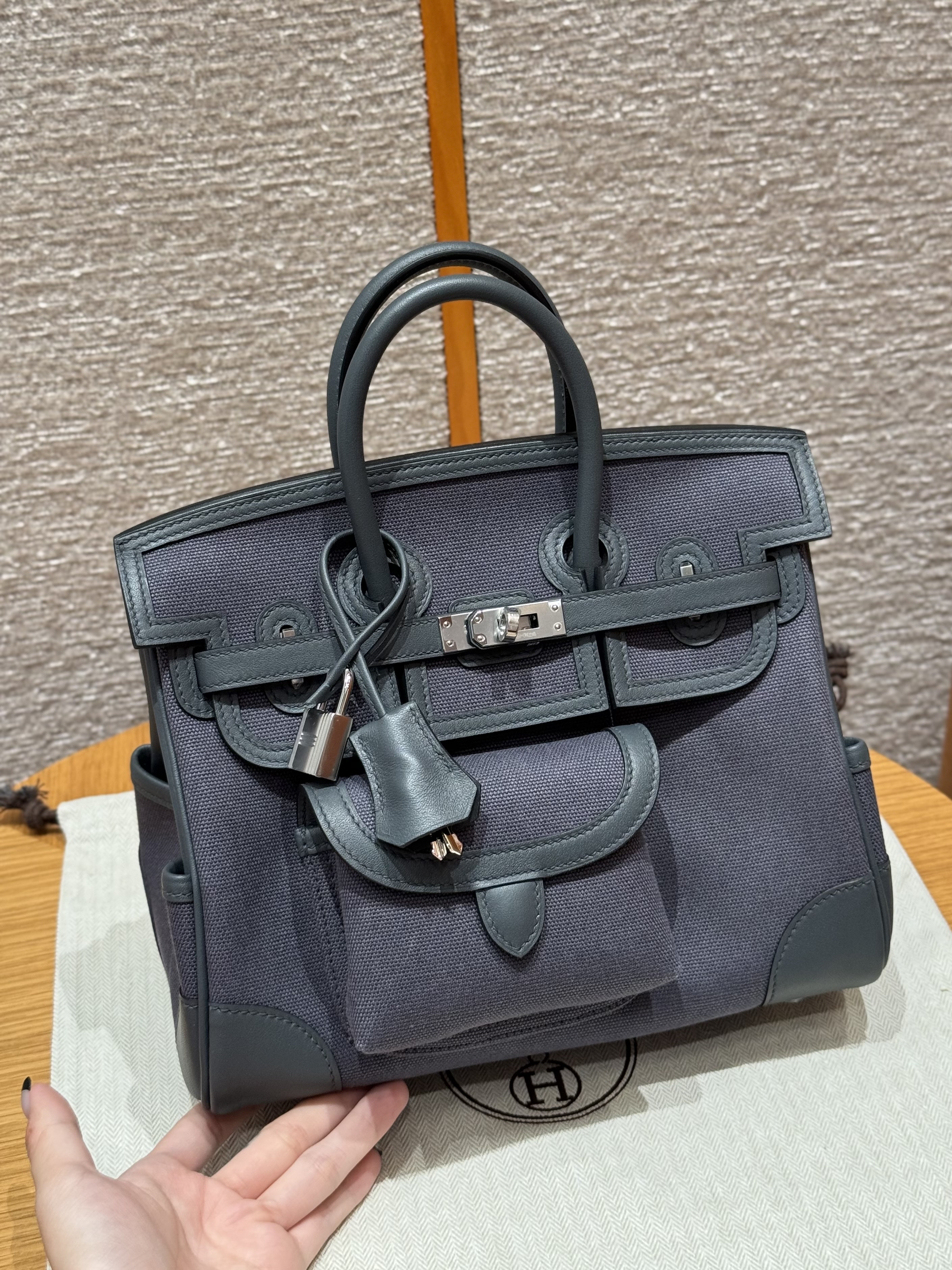 에르메스 Hermes Birkin Cargo 25cm Canvas and Swift 88 Graphite/silver