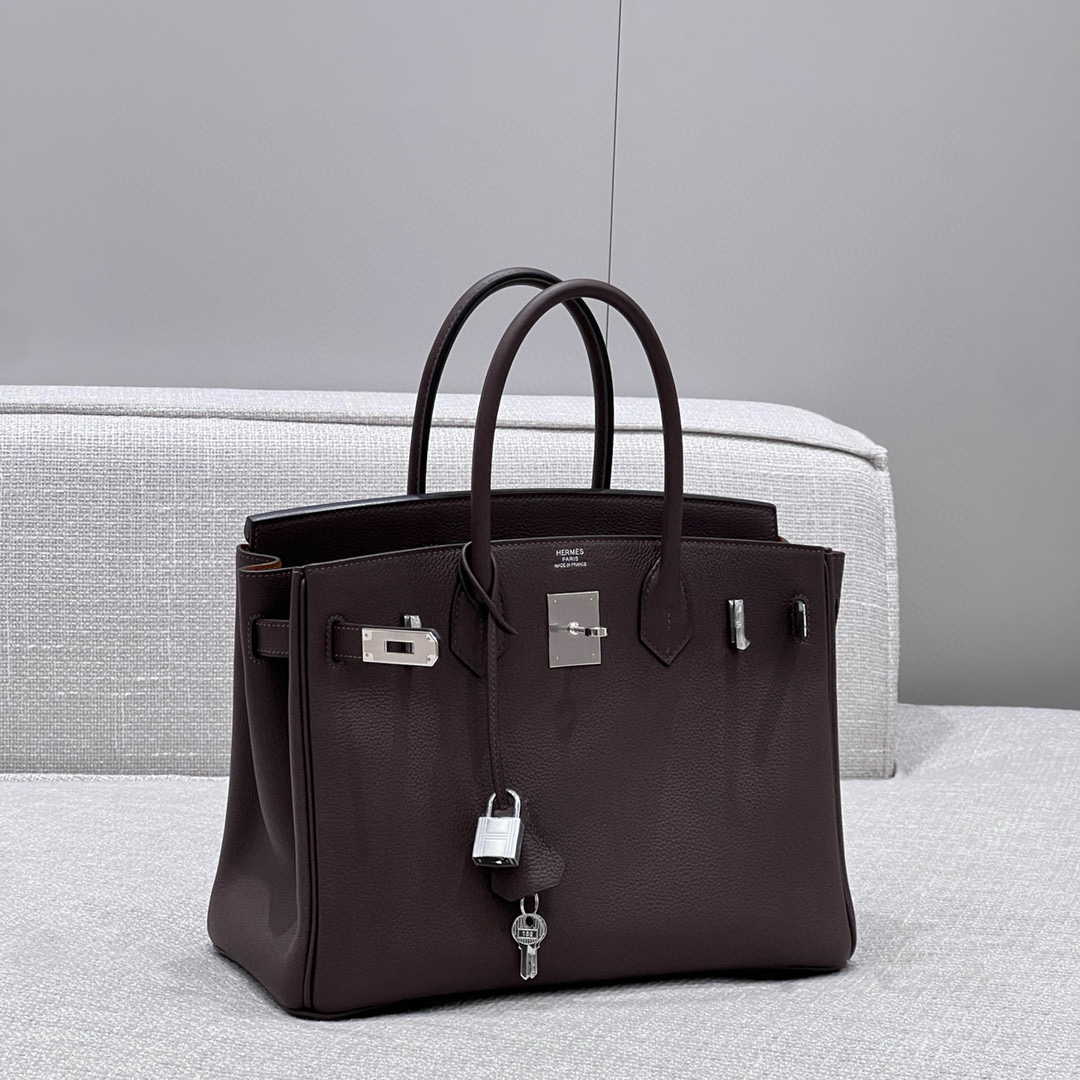 에르메스 Hermes Birkin 30cm Germany Leather 46 Ebene and  28 Caramel/silver