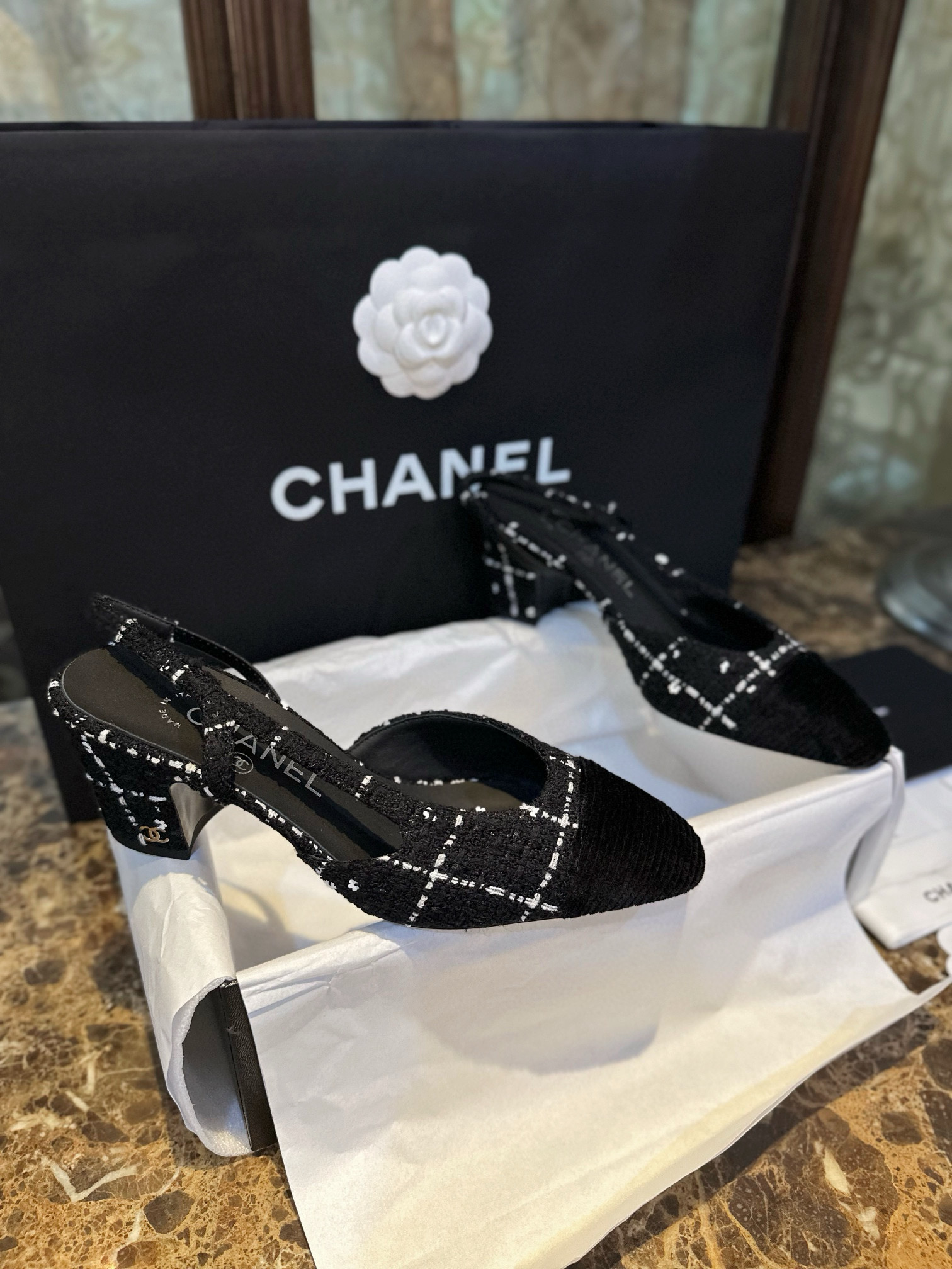 샤넬 CHANEL 23k G31318 Slingbacks 슬링 Black