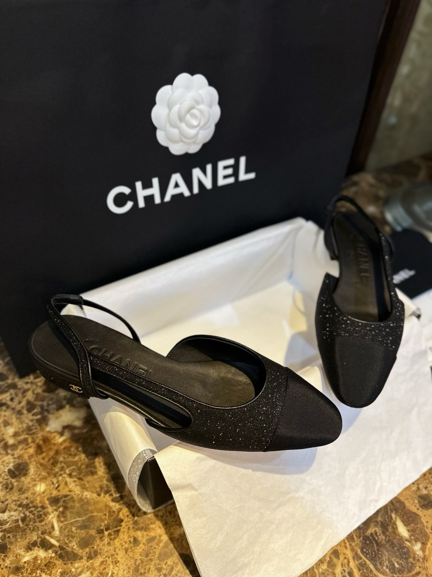 샤넬 CHANEL 23P G31319 Slingbacks 슬링 Black