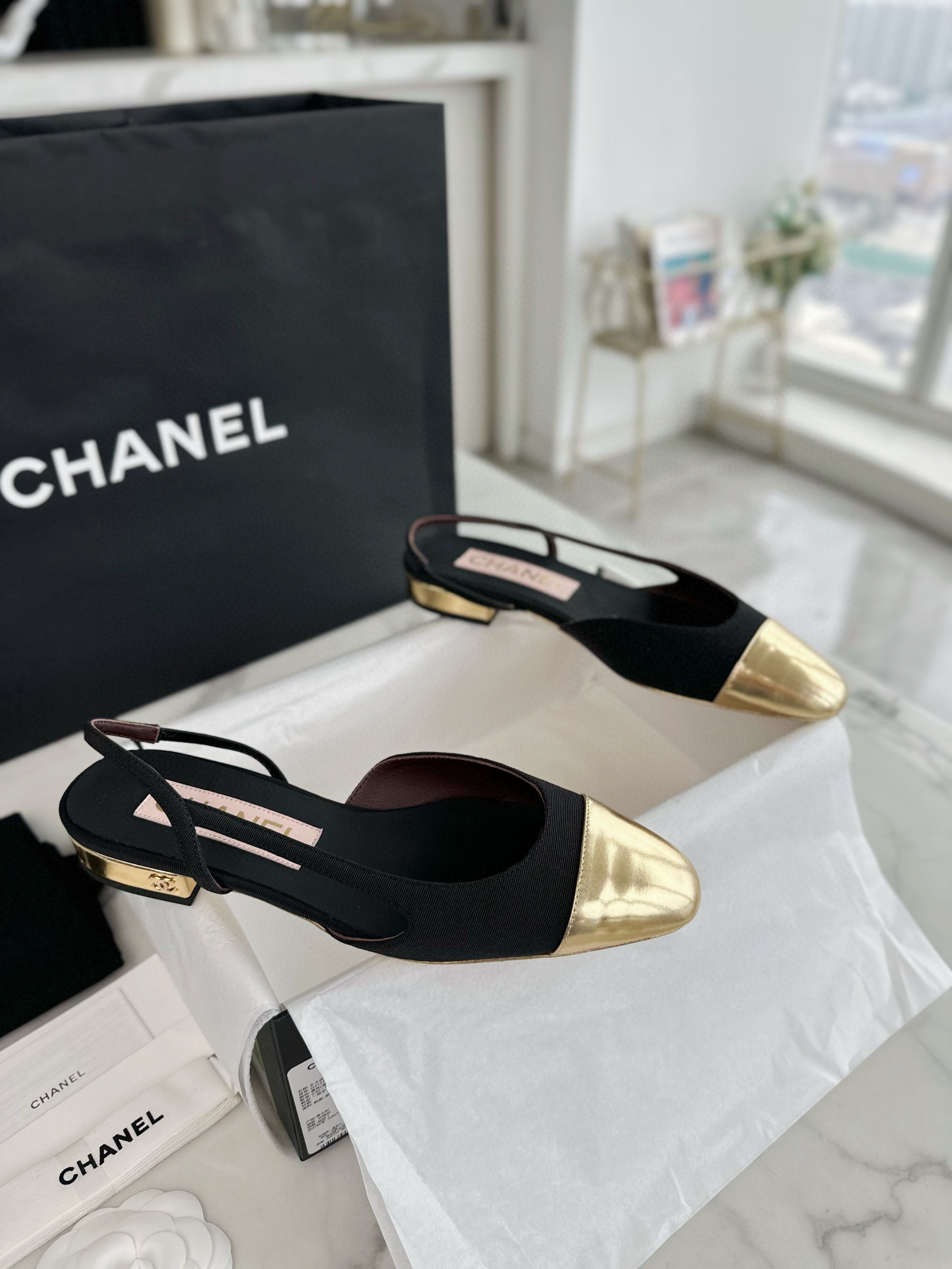 샤넬 CHANEL 24c G31319 Slingbacks 슬링 Black