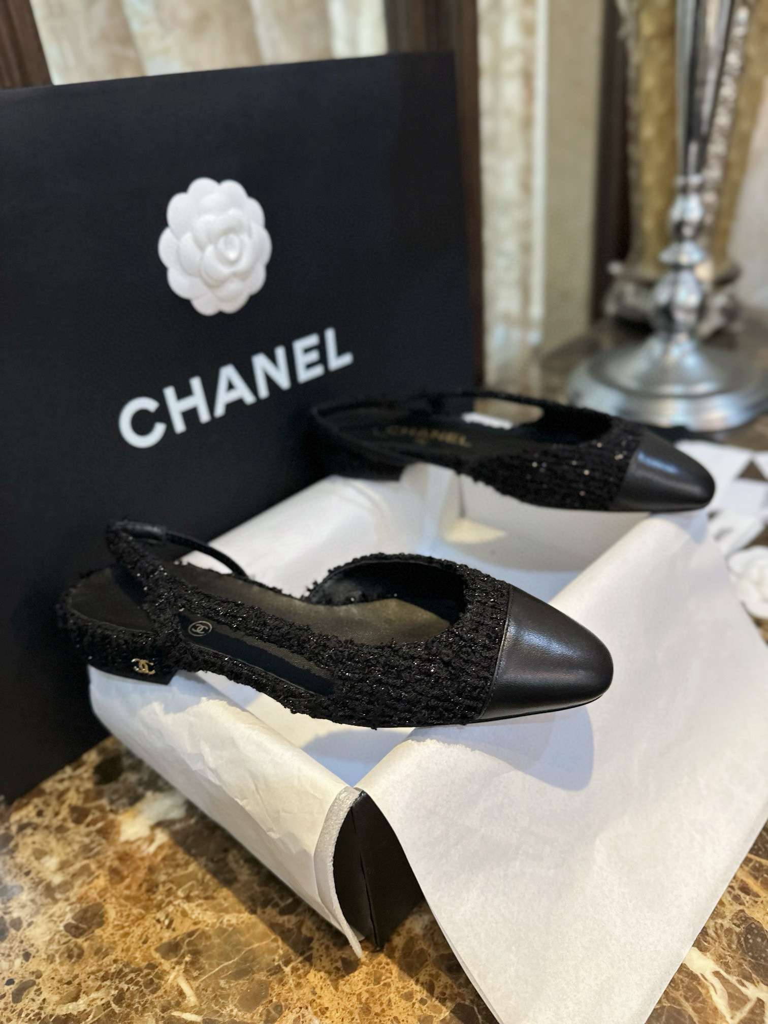 샤넬 CHANEL G31319 Slingbacks 슬링 Black