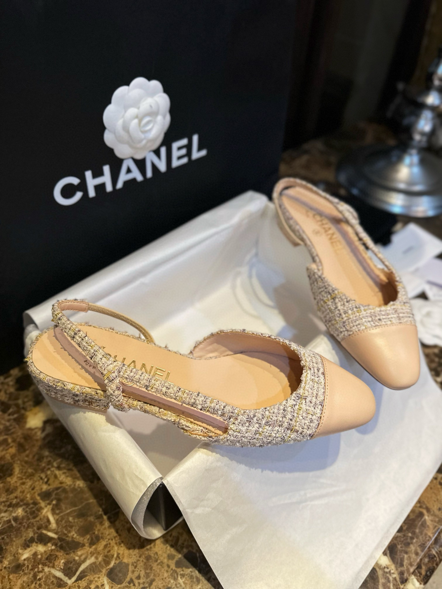 샤넬 CHANEL G31319 Slingbacks 슬링 Apricot