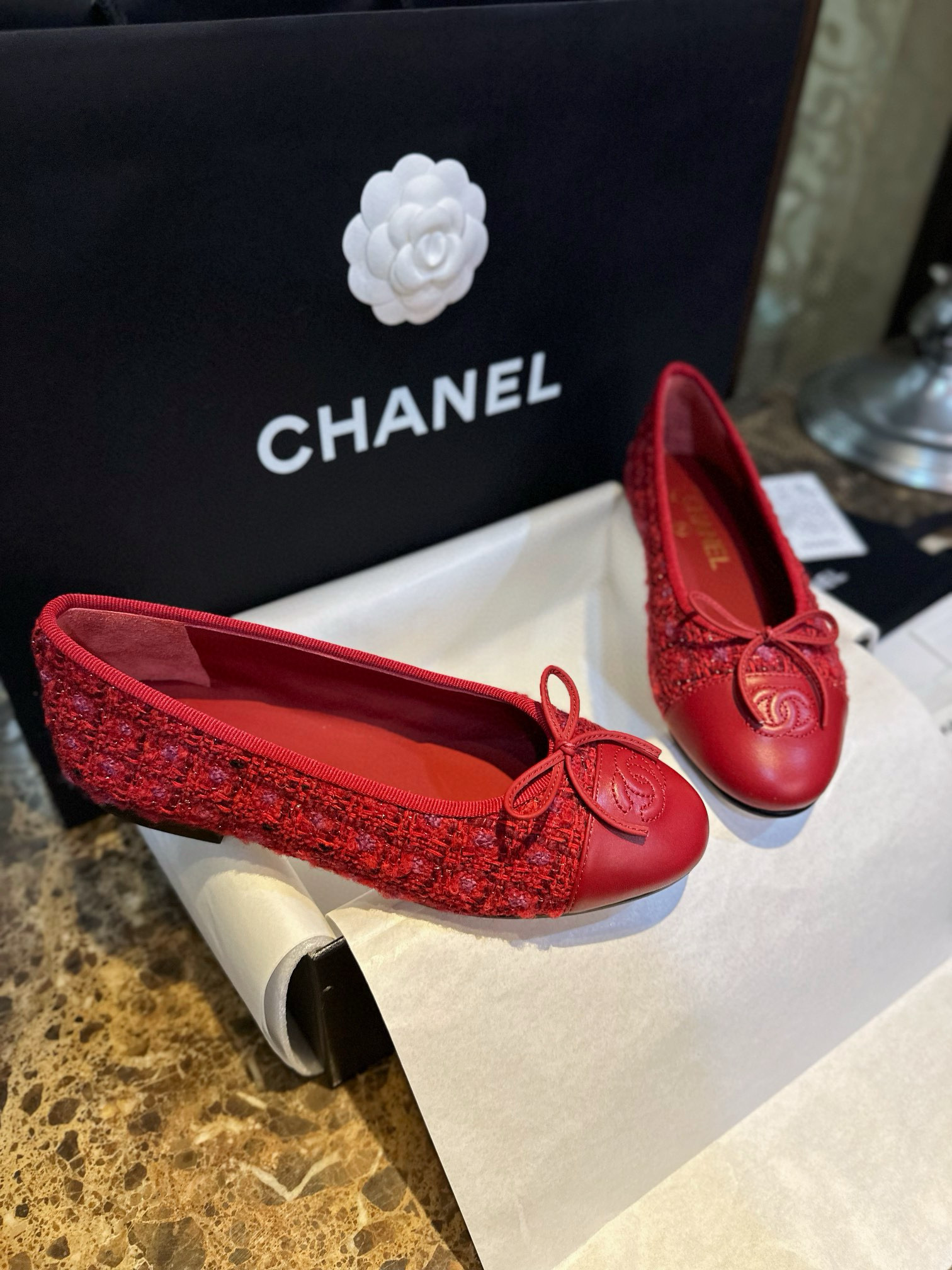 샤넬 CHANEL 23c G02819 플랫 Red