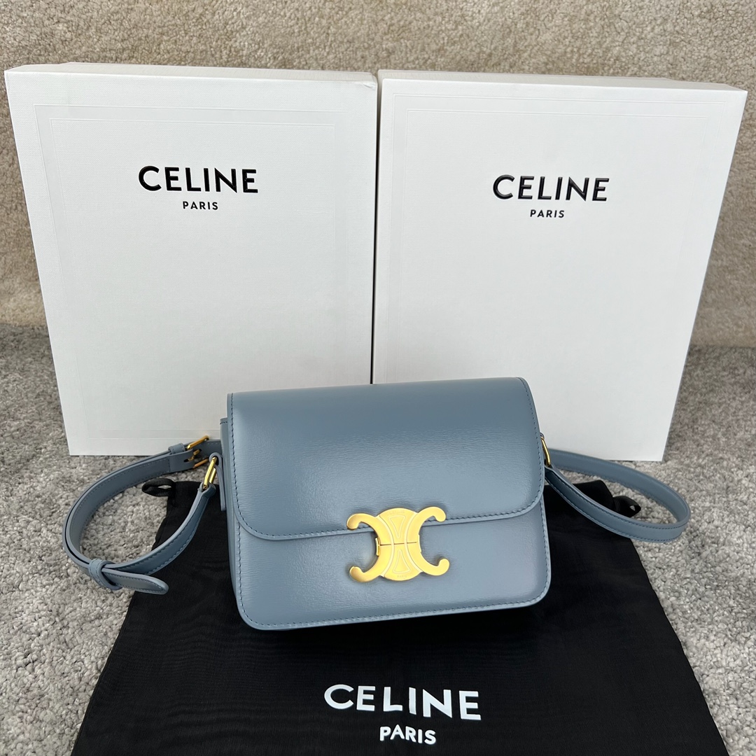 셀린느 Celine 188423 Teen Triomphe Bag in Shiny Calfskin 18.5cm