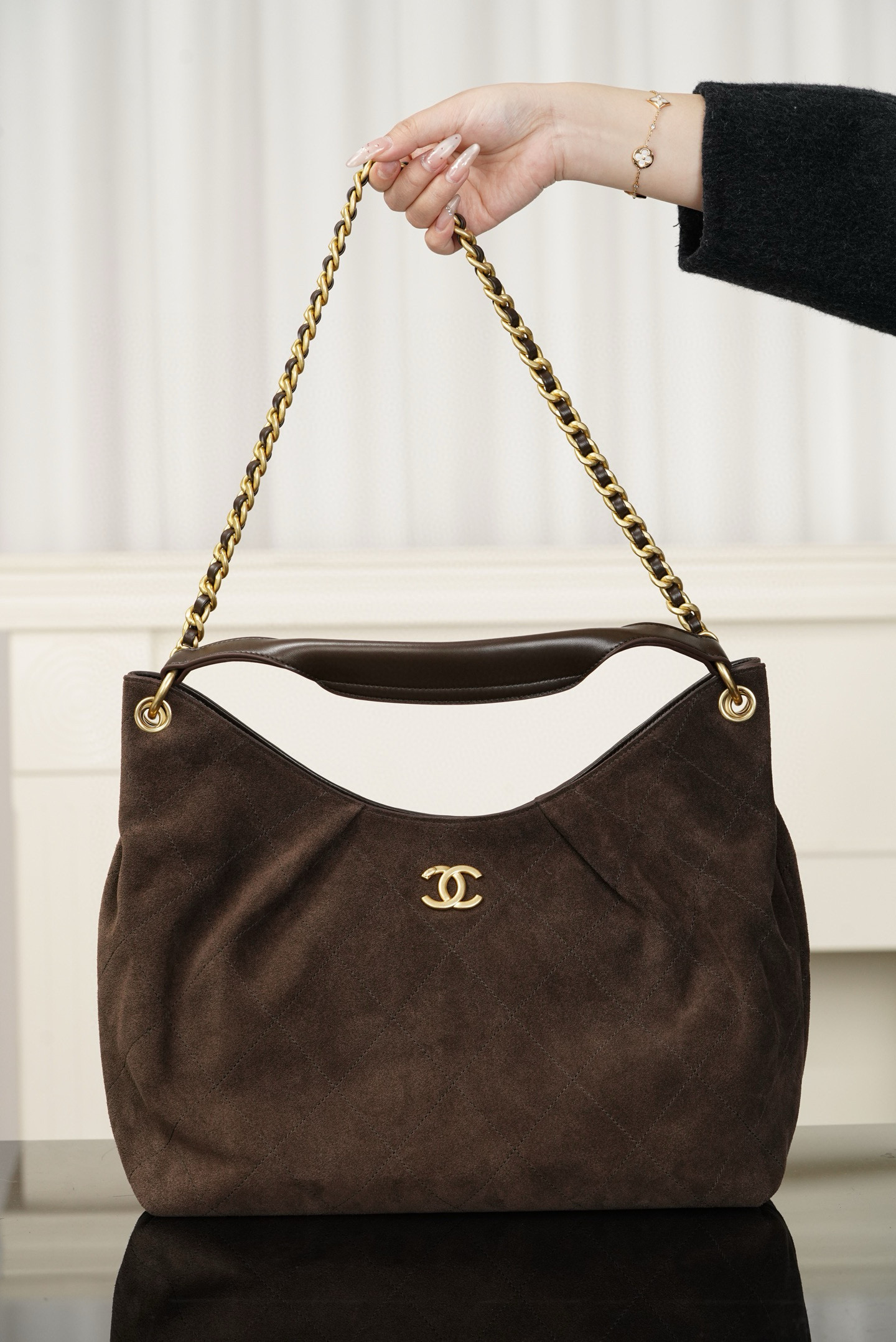 샤넬 CHANEL 26C AS6016 Hobo 35cm Coffee