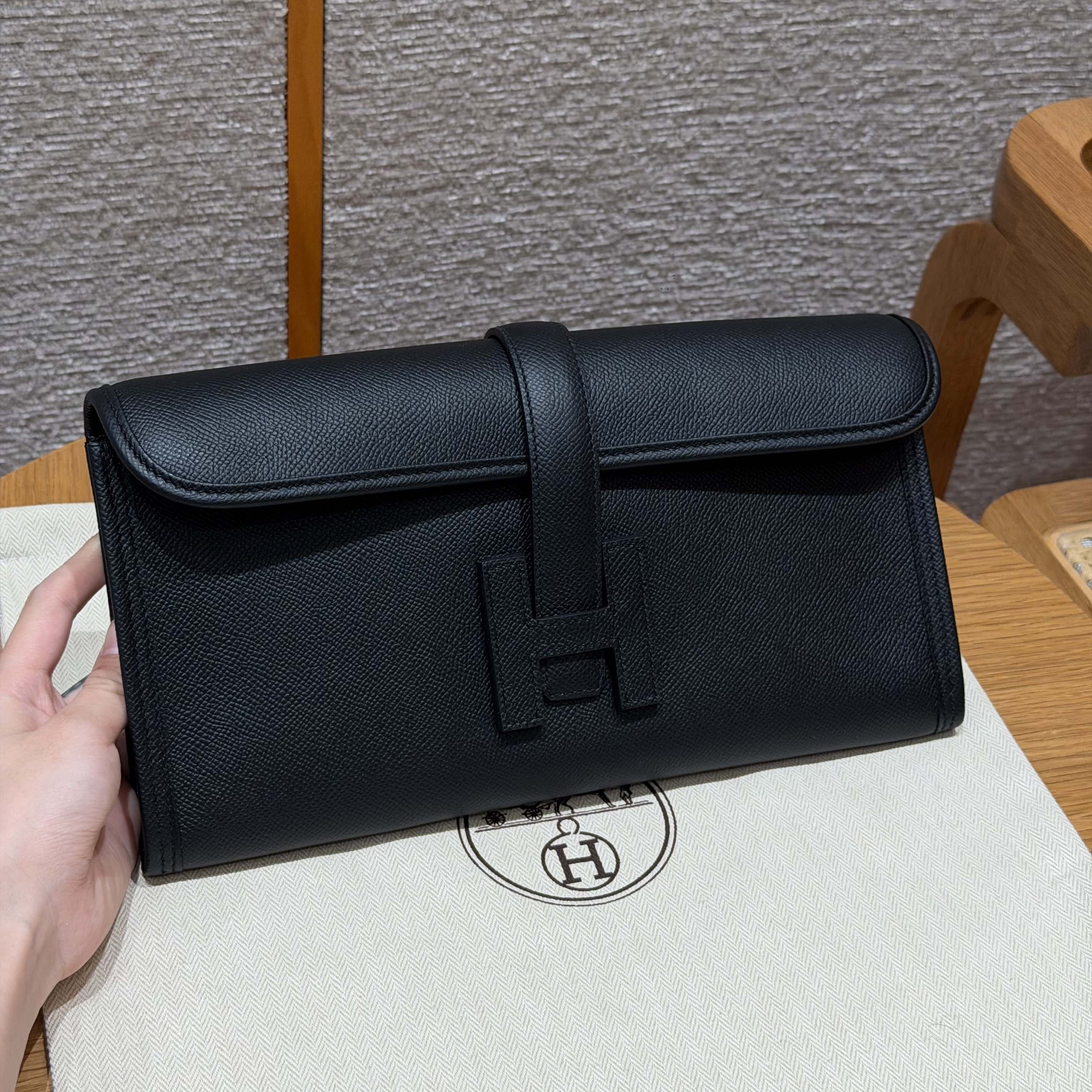 에르메스 Hermes  Jige Elan 29cm Epsom 89 Noir