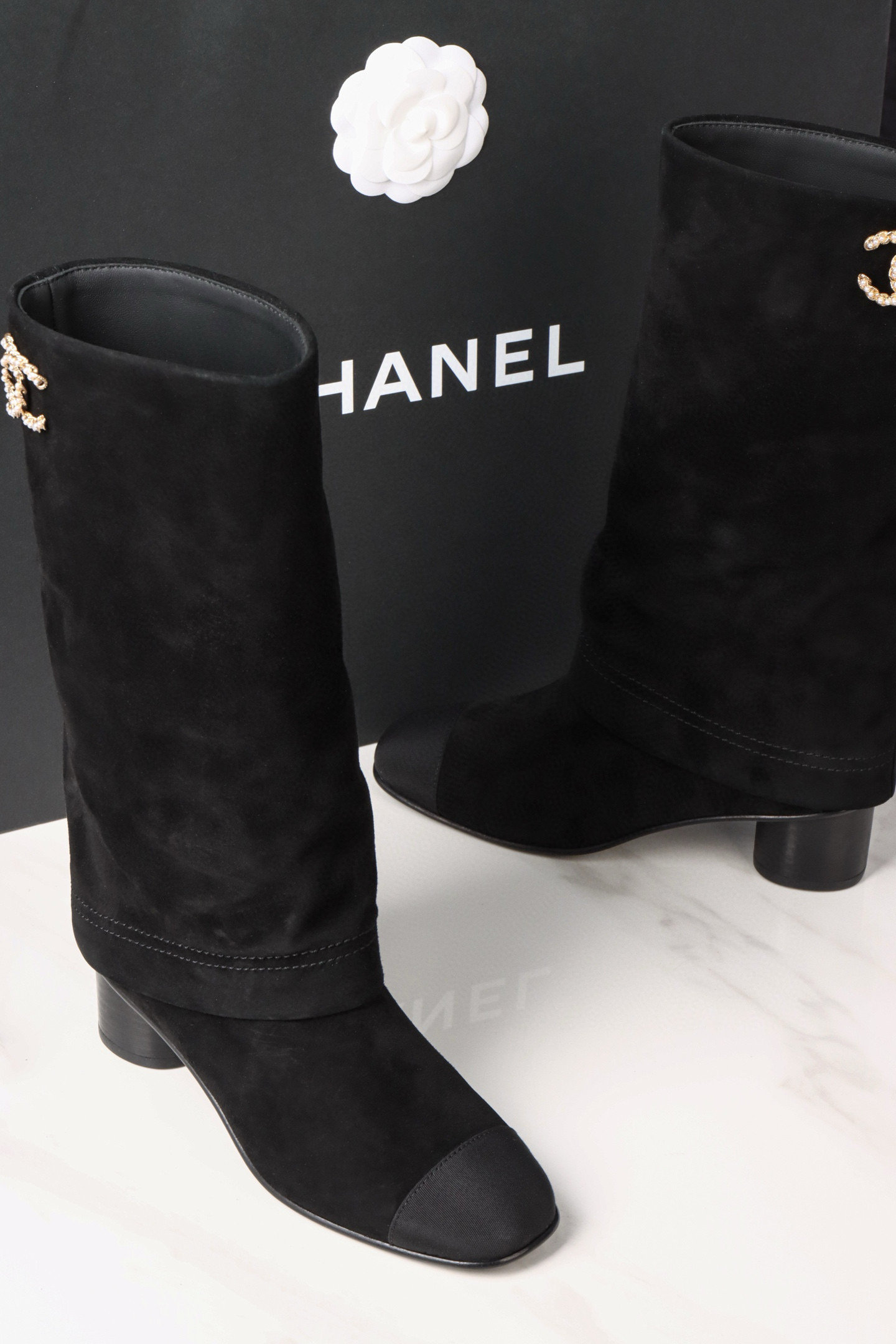 샤넬 CHANEL 25B 하이 부츠 Black