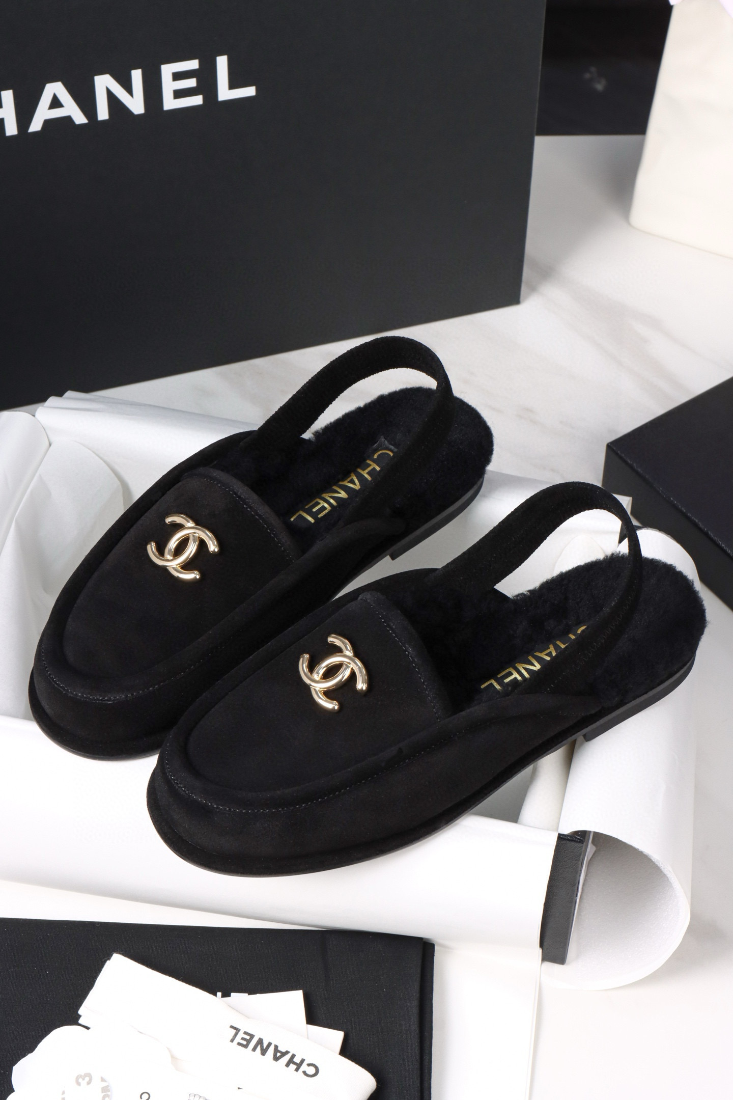 샤넬 CHANEL 25K Slingbacks Black