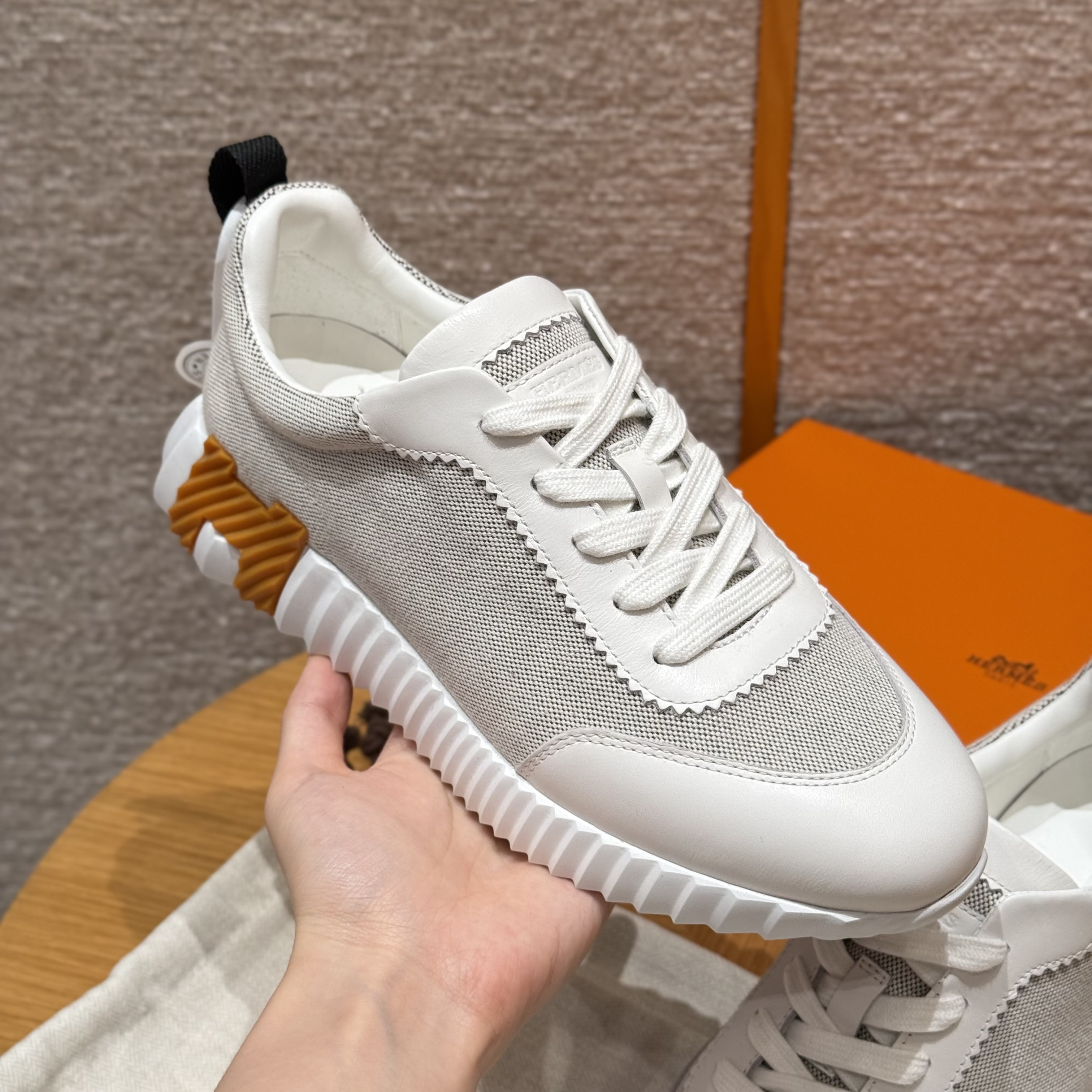 에르메스 Hermes 625 Bouncing 스니커즈 Canvas and Cowhide&Crimson purple and White