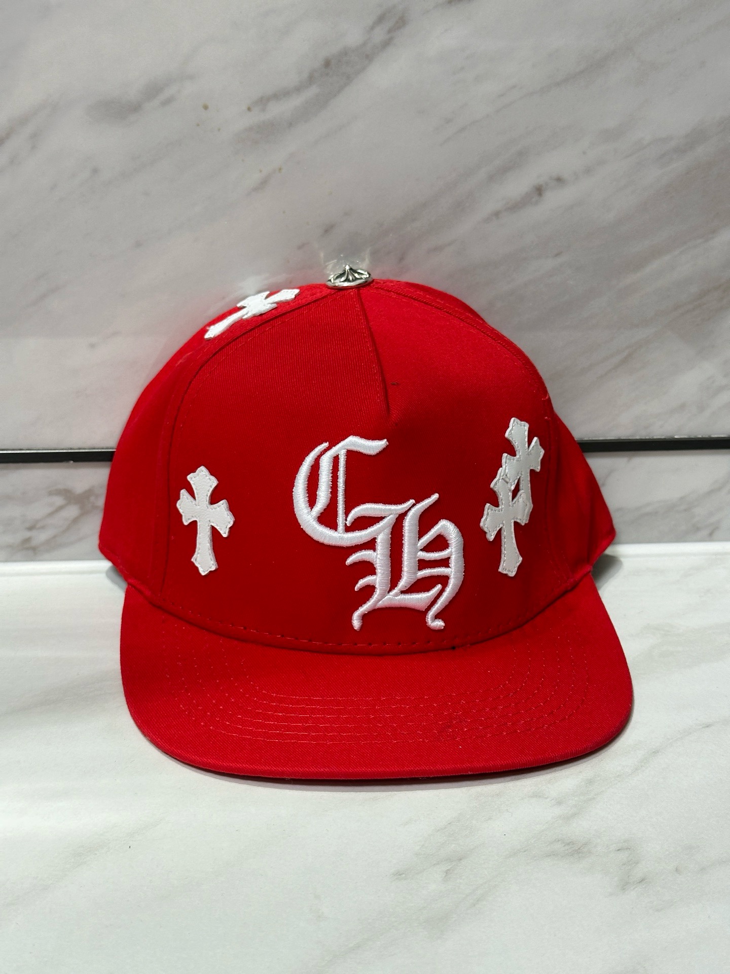 크롬하츠 Chrome Hearts Cross Patch Baseball Hat Red&White