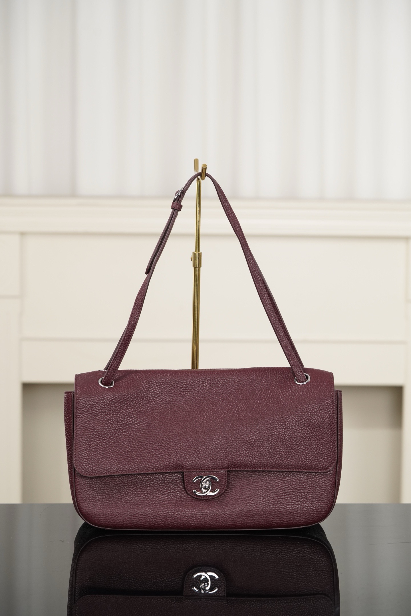 샤넬 Chanel 26s AS6231 Maxi Flap Bag Wine red&silver 32cm