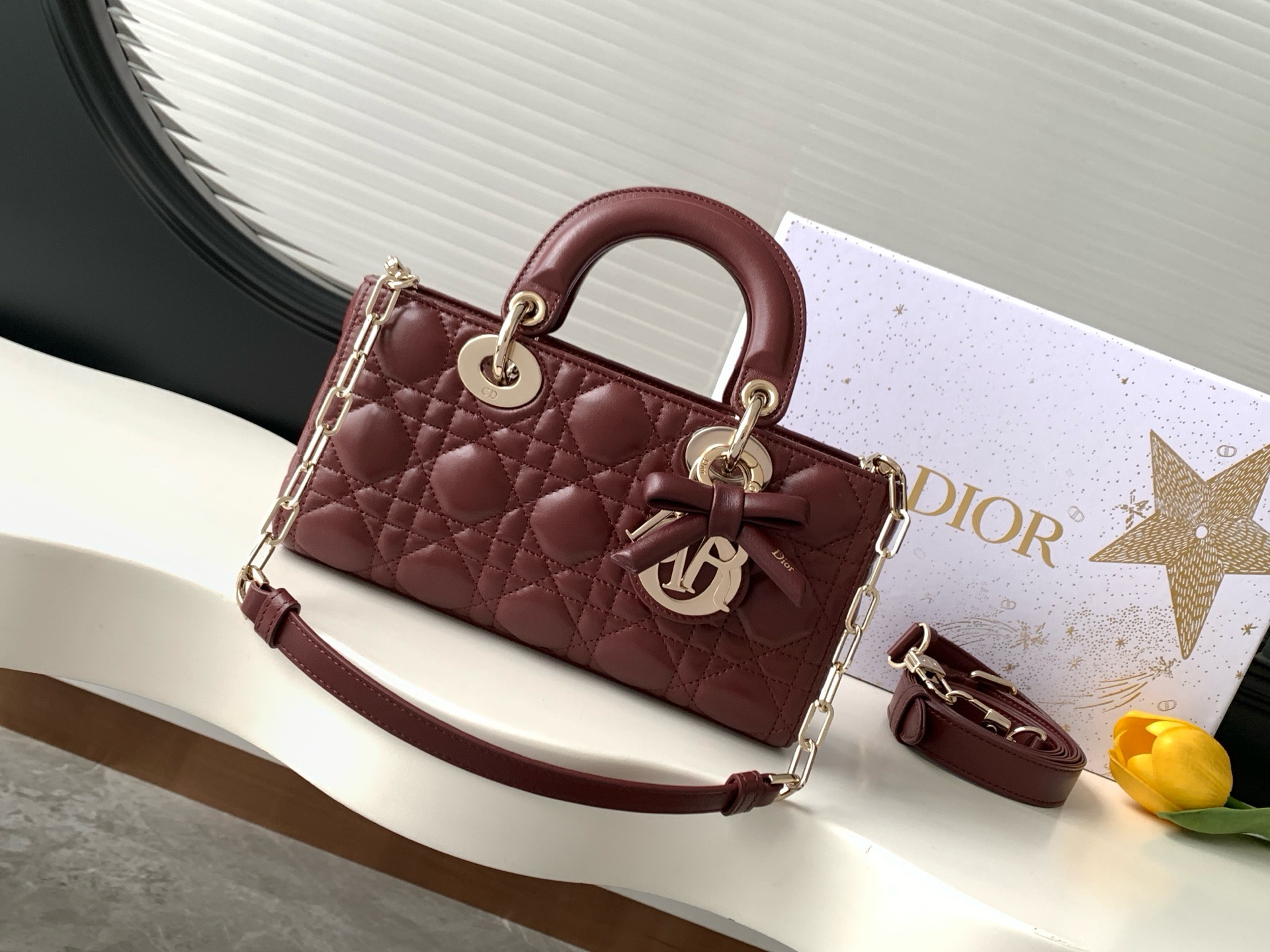 디올 Dior Small Lady D-Joy Bag Wine red 22cm